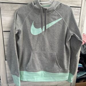 Nike Women's Cowl Neck Sweater in Gray and Mint